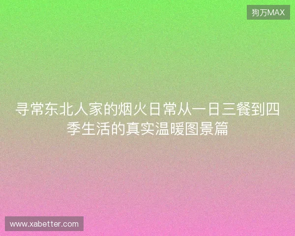 寻常东北人家的烟火日常从一日三餐到四季生活的真实温暖图景篇